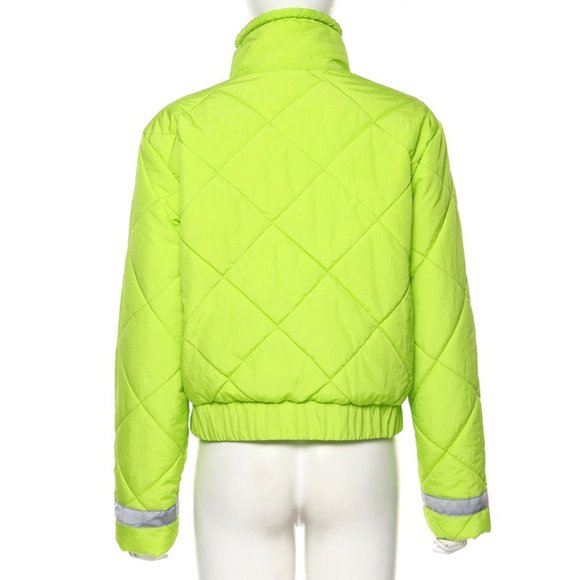 Women Sportswear: Neon Green Winter Bomber jacket - Picture 5 of 9